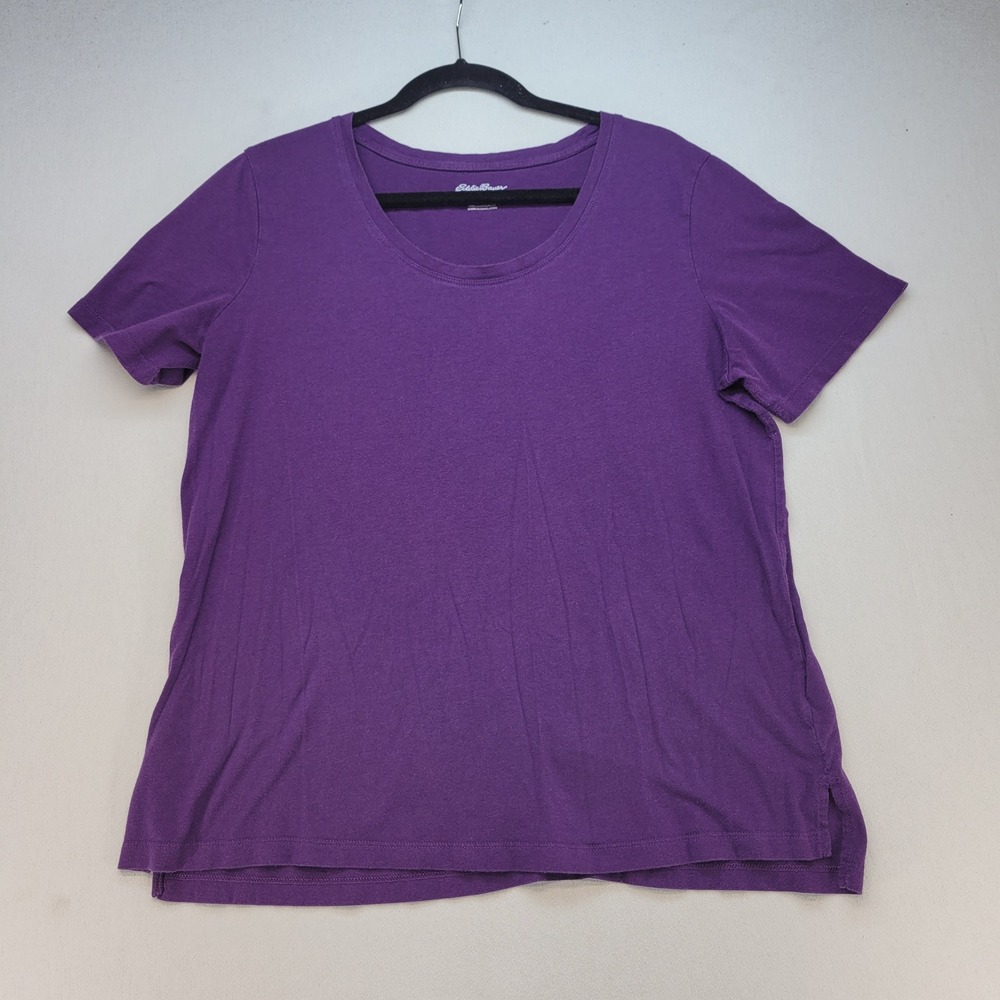 Eddie Bauer T-Shirt Womens XL Purple Casual Scoop Neck Short Sleeve Solid